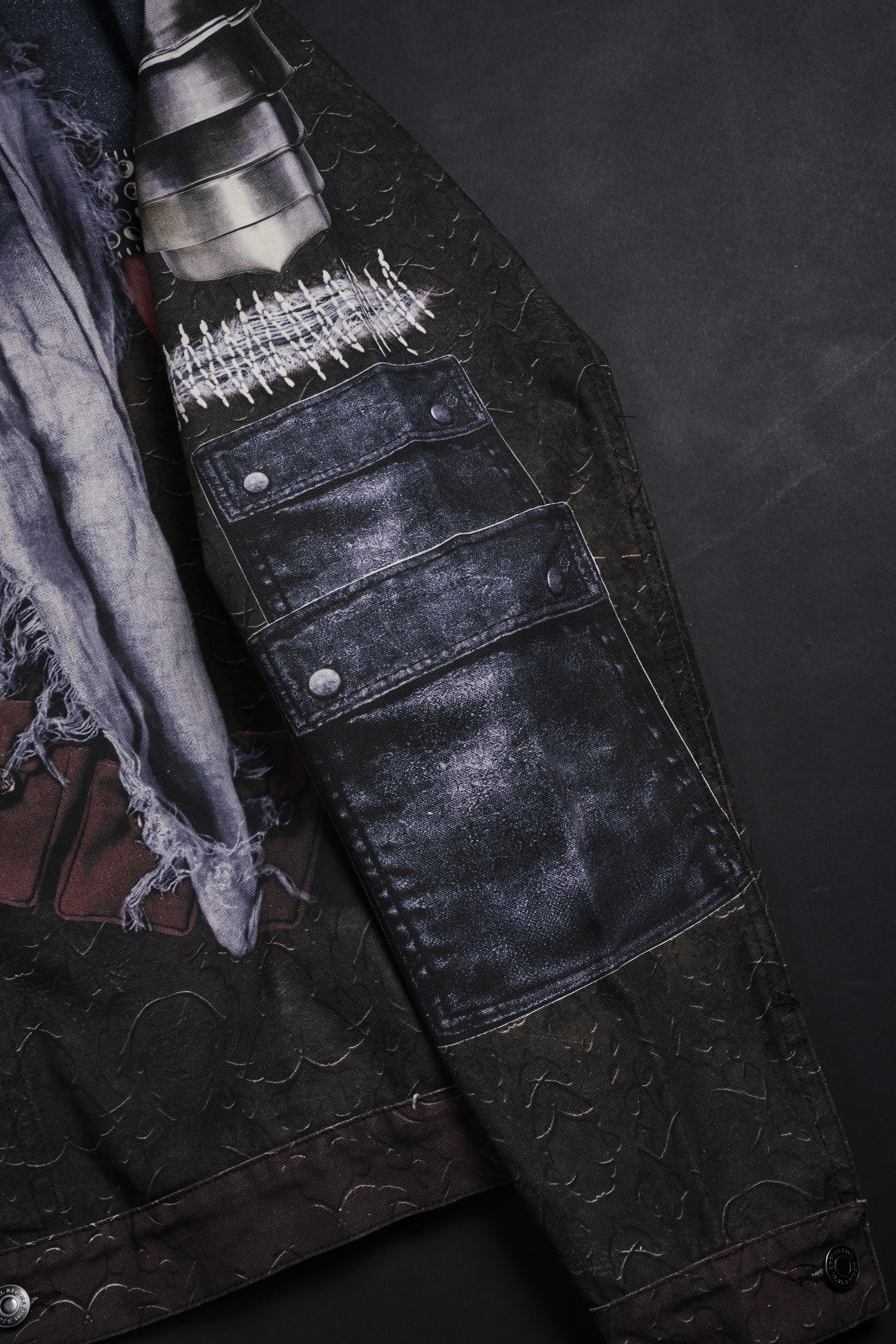 Cosmic Venom Raw Denim Jean Jacket in Brown - Image 4