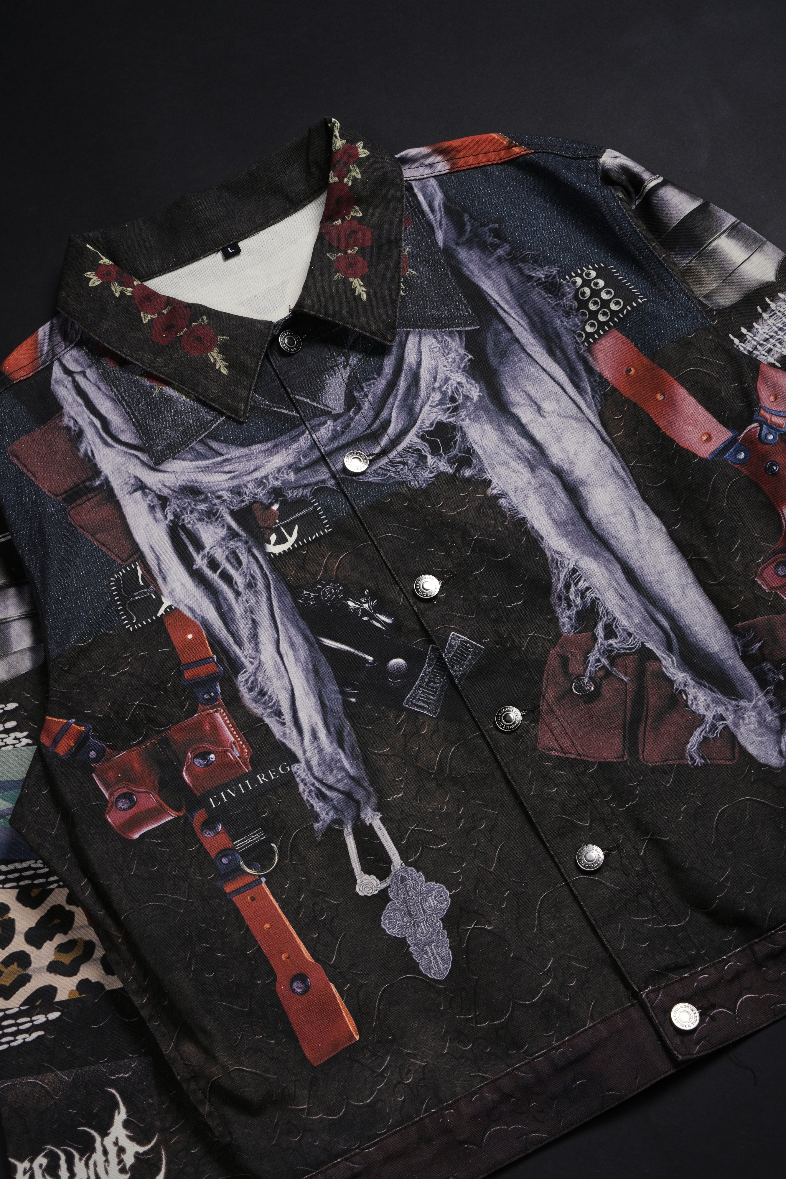 Cosmic Venom Raw Denim Jean Jacket in Brown - Image 7