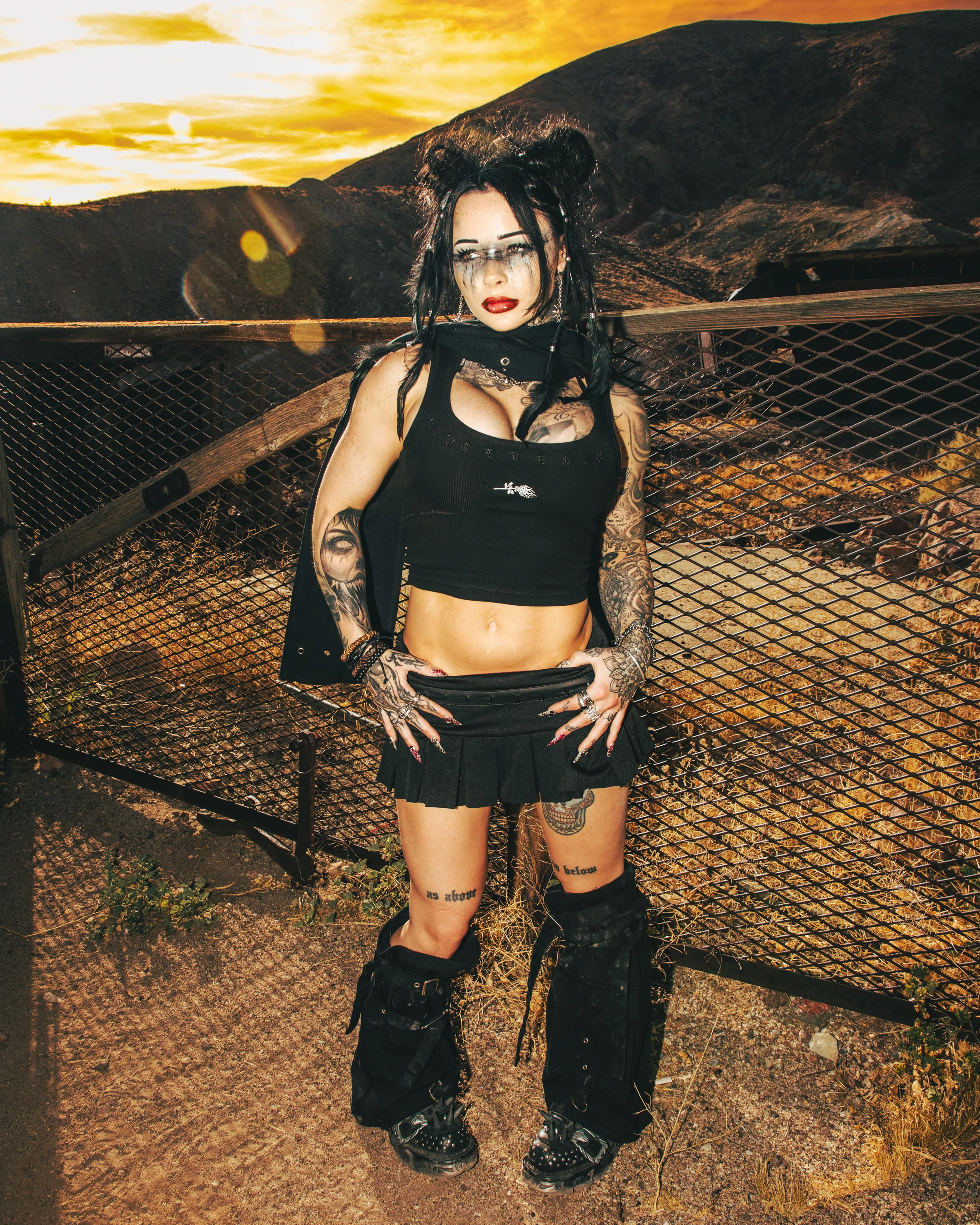 Hunted Baby Cropped Tank in Black - Image 3